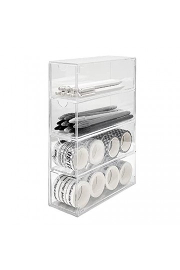 Ausla Boîte de Rangement de Lunettes Transparente Empilable à 4 Couches, Organisateur de Lunettes de Soleil, Organisateur Cla