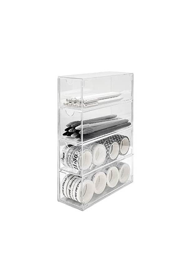 Ausla Boîte de Rangement de Lunettes Transparente Empilable à 4 Couches, Organisateur de Lunettes de Soleil, Organisateur Cla