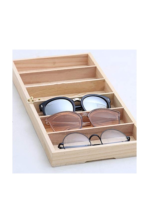 SOONHUA Étui de rangement pour lunettes de soleil - 6 emplacements - En bois - Pour homme et femme