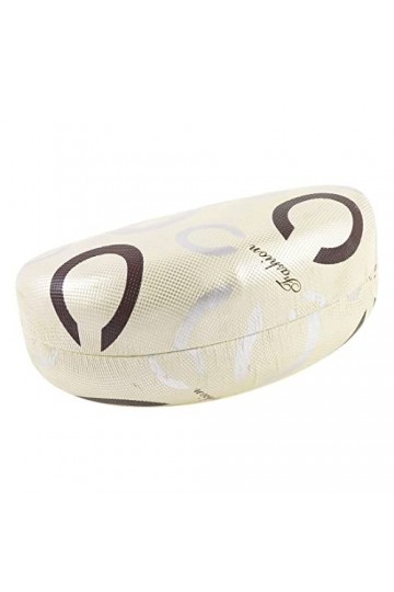 Ruilogod Blanc Black Silver Tone Letter C Motif lunettes lunettes Spectacle dur Boîte à boîtes