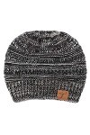 soul young Bonnet Femme Tricot Queue de Cheval Hiver Câble Chapeau avec Trou Messy Bun Beanie Chignon Hat Taille Unique,3 Ton