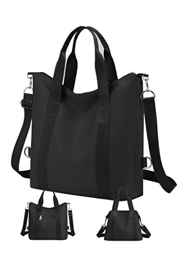 LIVACASA Sac a Main Femme, 13.4 Inch A4 Hydrofuge 2 en 1 Sac Cabas et Sacs Bandoulière,Multifonctionnel de Grande Capacité To