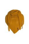 Knit Factory Coco Châle Tricoté - Foulard Triangle - Écharpe Femme - Ocre - 190x85 cm - Y compris la broche décorative