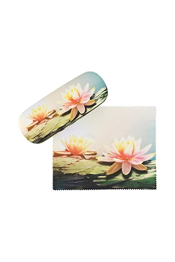 von Lilienfeld Nénuphars Étui Lunettes Boîte Robuste Cadeau Étui Lunettes de Soleil Chiffon de Nettoyage Art Fleur