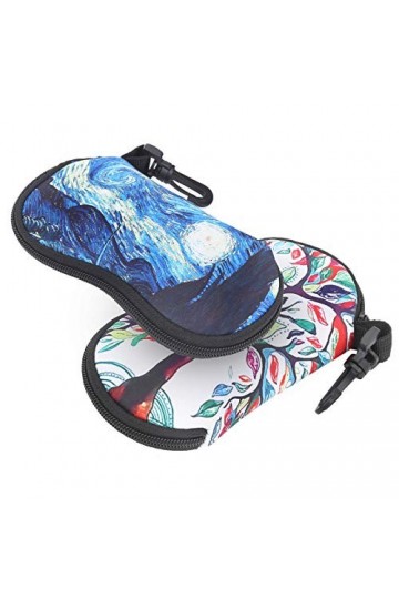 Alomejor 2 pi¨¨ces ¨¦tui ¨¤ lunettes avec mousqueton crochet lunettes ¨¦tanches poche ¨¤ glissi¨¨re lunettes de soleil portab