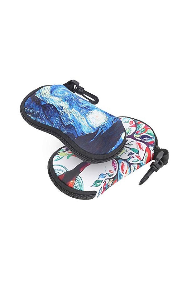 Alomejor 2 pi¨¨ces ¨¦tui ¨¤ lunettes avec mousqueton crochet lunettes ¨¦tanches poche ¨¤ glissi¨¨re lunettes de soleil portab