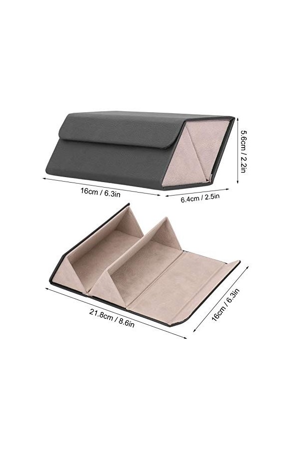 Buachois Boîte de Rangement pour Lunettes, 2 Fentes Pliable Soleil Lunettes Organisateur Présentoir en Cuir Plusieurs Paires 