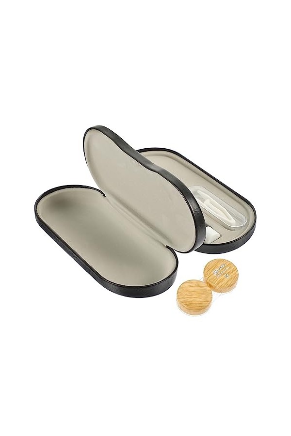 Gatuida 1 Ensemble Étui À Lunettes À Double Usage Étui À Lunettes De Contact 2 En 1 Étui À Lunettes En Grain De Bois Kit De L