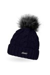 Neverless - Bonnet tricoté avec pompon en fourrure synthétique pour femme, taille unique