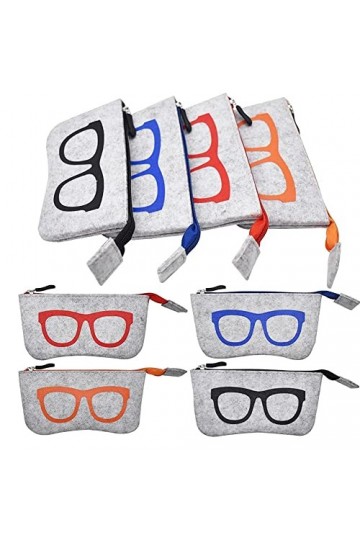 8 pièces Portable Étui pour Lunettes de Soleil-Mode Lunettes De Soleil Sac-Feutre Mou Anti-Scratch Lunettes Sac avec Fermetur