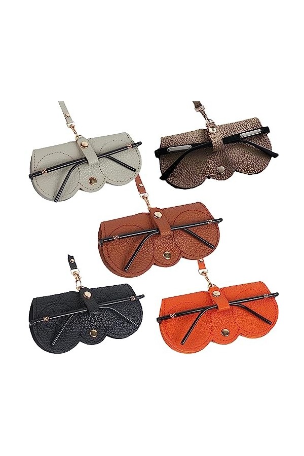 2pcs étui à lunettes de soleil en cuir véritable portable, étui à lunettes rétro, pochette de lunettes de soleil souple durab