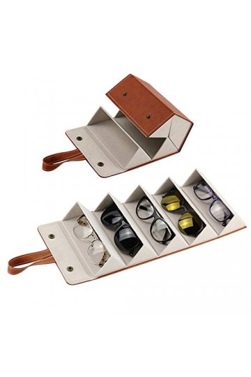 YO-HAPPY Organisateur de Voyage, 5 Fentes Pliable Plusieurs Lunettes de Soleil en Cuir PU Lunettes de Soleil étui pour Organi