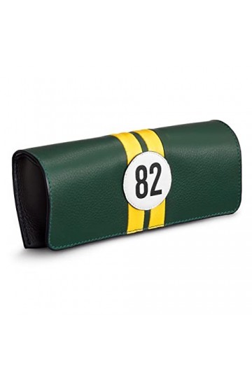 Yoshi Car Livery 82 Étui à lunettes en cuir avec rabat Noir/vert, vert/noir, taille unique