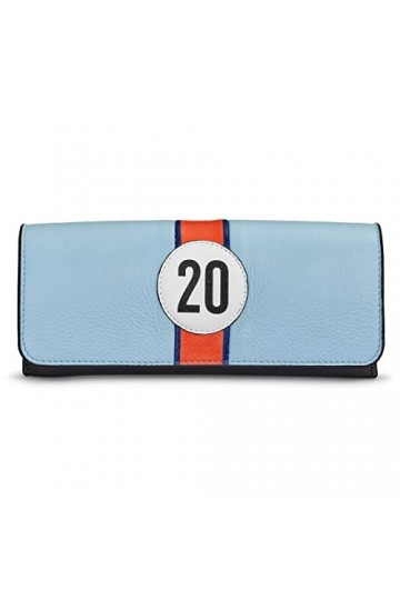 Yoshi Car Livery 20 Étui à lunettes en cuir avec rabat Noir, bleu/gris, taille unique