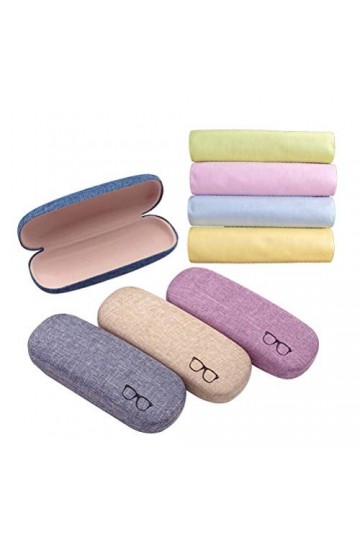 Beaupretty étui à lunettes coquille dure tissu portable grand étui à lunettes de soleil avec chiffon de nettoyage 4set coule