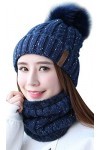 IYEBRAO Bonnet dhiver en tricot pour femme avec pompons - Bleu - Taille unique