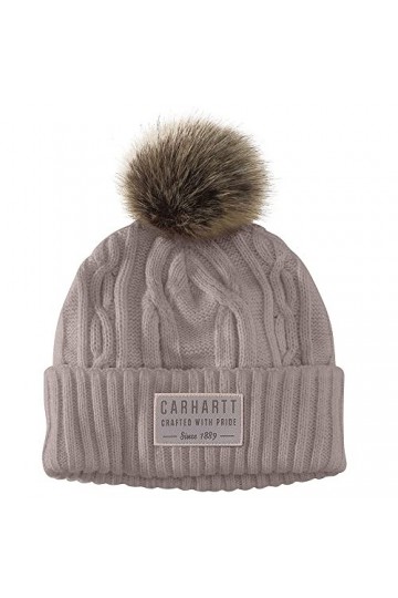 Carhartt Bonnet tricoté à pompon pour femme, Violet cendré, Taille unique