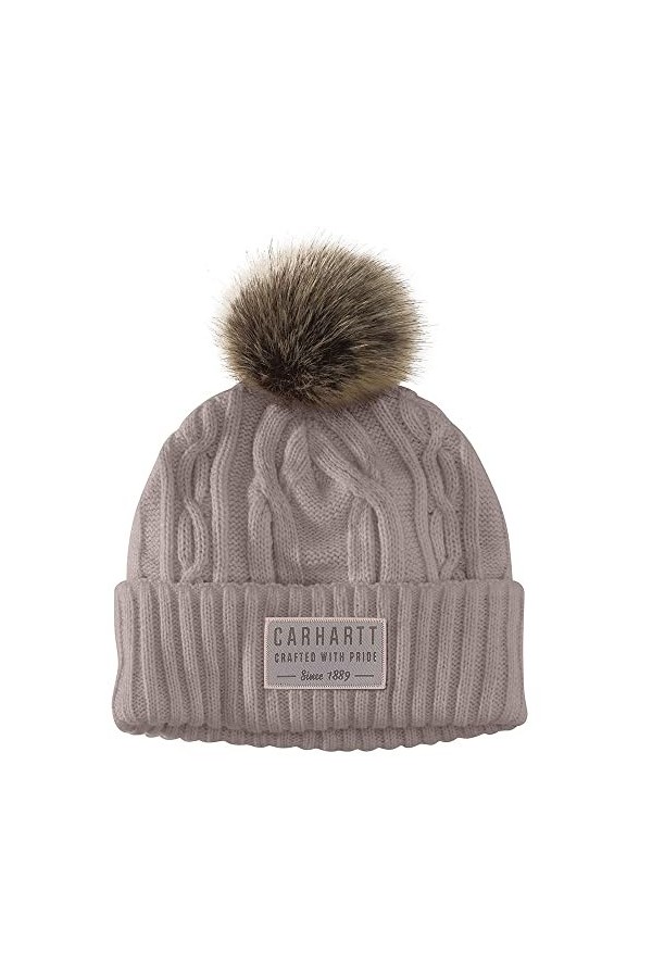 Carhartt Bonnet tricoté à pompon pour femme, Violet cendré, Taille unique