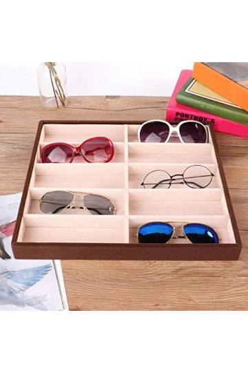 Étui de rangement pour lunettes, boîte à lunettes pratique ， 10 grilles pour hommes femmes