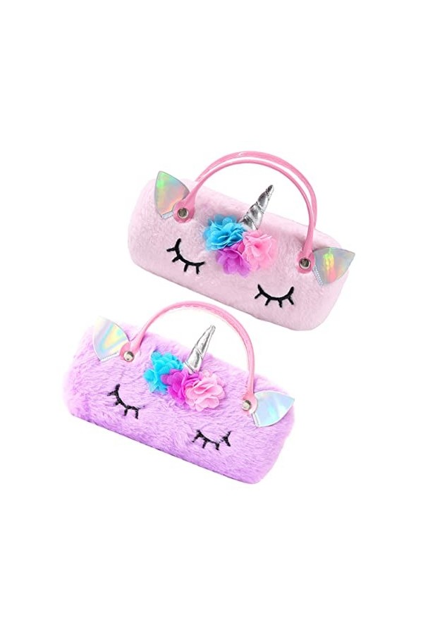 TOPPERFUN 2 Pièces à Lunettes Licorne à Lunettes Rigide Pochette à Lunettes Souple Pour Lunettes De Soleil Organisateur De Lu