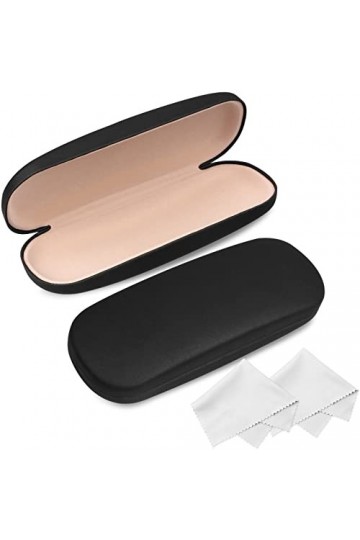 Lot de 2 étuis à lunettes avec chiffon de nettoyage, étui à lunettes rigide compatible avec la plupart des lunettes