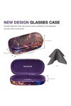 molshine Grand étui à lunettes en cuir rigide pour homme et femme, Marbre violet., Large