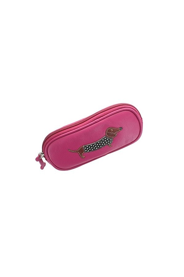 Mala Leather Collection BEST FRIENDS Étui à Lunettes de Teckel en Cuir 5115_65 Rosé