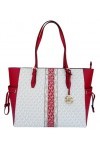Michael Kors Gilly Jet Set Sac fourre-tout zippé avec cordon de serrage, Rouge piment multicolore