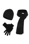 Hiver Chapeau Écharpe Gants Ensemble, Chaud Tricoter Bonnet Chapeau écran Tactile Gants et Longue Echarpe Ensemble pour Homme
