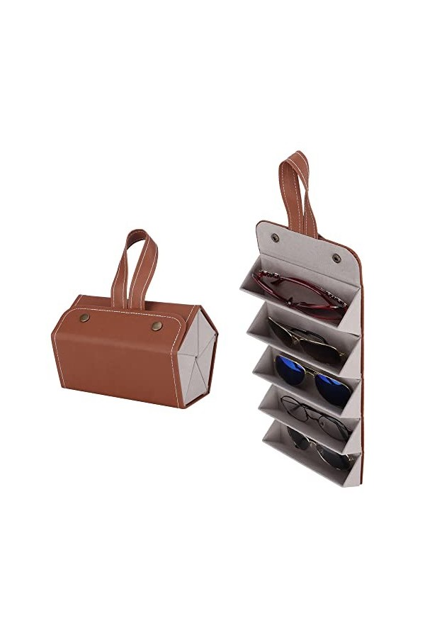 BORDSTRACT Lunettes Etui Lunettes, Étui à Lunettes avec 5 Compartiments, Pliable Organisateur De Lunettes De Soleil Pour Homm