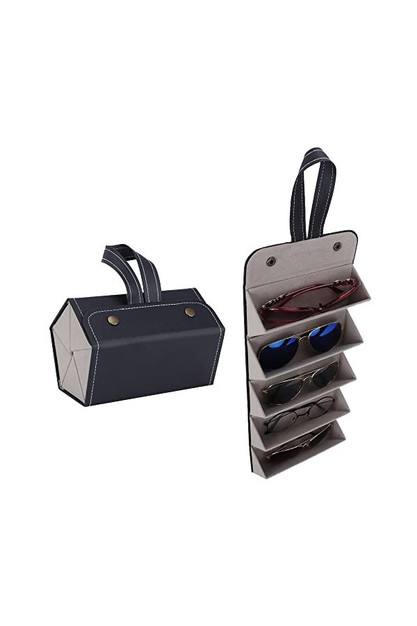 BORDSTRACT Lunettes Etui Lunettes, Étui à Lunettes avec 5 Compartiments, Pliable Organisateur De Lunettes De Soleil Pour Homm