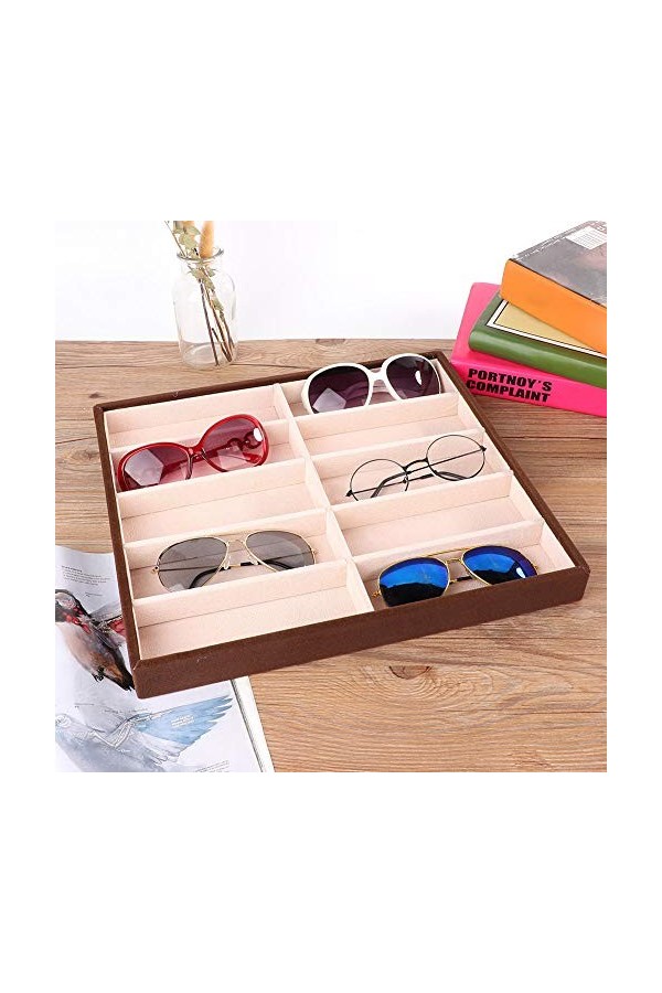 Cryfokt Boîte à Lunettes de Soleil, Boîte à Lunettes Moderne pour Organisateur de Lunettes, 10 Grilles écologiques pour Affic