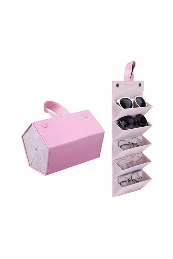 utep Organisateur de lunettes de soleil en cuir PU, boîte de rangement de lunettes de collection à 2-5 fentes, support de lun