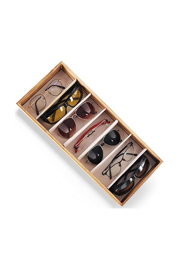 Kurtzy Boite a Lunette de Soleil en Bois - Rangement Lunette avec 7 Compartiments pour 7 Lunettes - 7 Emplacements pour Lunet