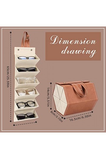 Finetoknow Étui à lunettes multi-treillis en cuir synthétique pour 2/3/4/5/6 paires de lunettes de soleil Boîte de rangement,