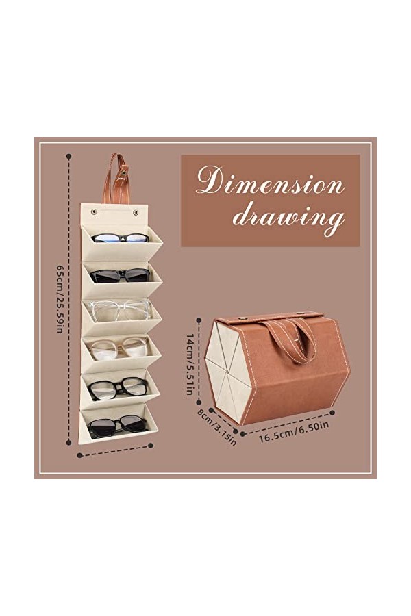 Finetoknow Étui à lunettes multi-treillis en cuir synthétique pour 2/3/4/5/6 paires de lunettes de soleil Boîte de rangement,