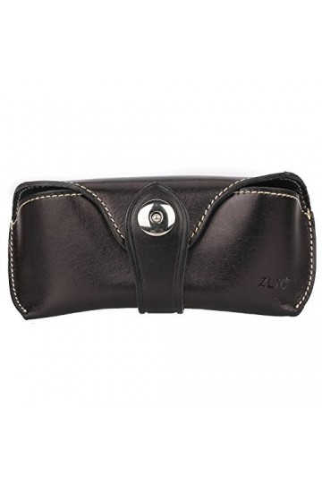ZLYC Sac Unisexe faite à la main en cuir collection étui à lunettes rigide Étui rigide pour lunettes de soleil en Cuir de Col