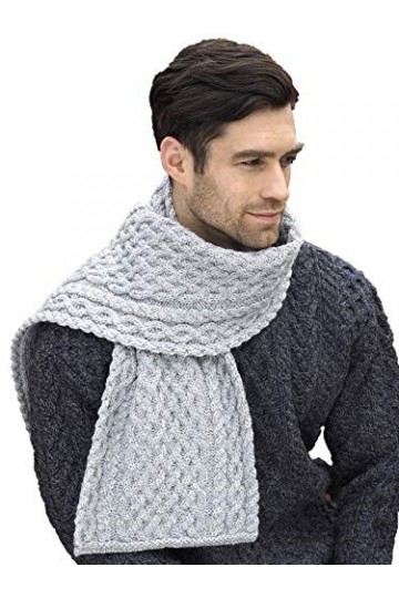 Aran Crafts echarpe motif de treillis en laine tricotee irlandaise douce 4840-SGRY ,Taille unique,Gris
