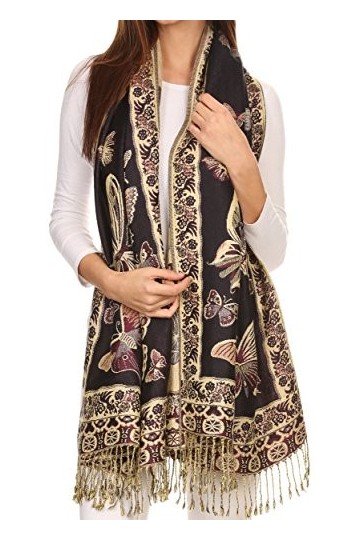 Sakkas 16126 - Liua long large Tissé Conception modelée Multicolore Pashmina Shawl/Scarf - Marine - OS