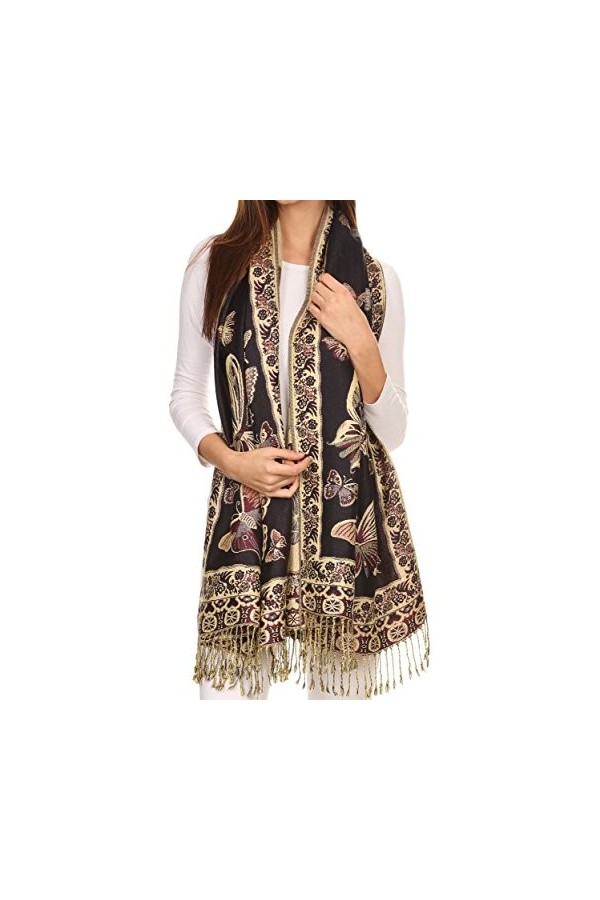 Sakkas 16126 - Liua long large Tissé Conception modelée Multicolore Pashmina Shawl/Scarf - Marine - OS