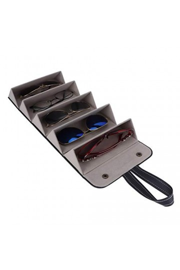 Organisateur Lunettes Soleil Voyage à 5 Emplacements, Organisateur Lunettes Vue Pliable Boîte Lunettes Soleil Sac Rangement p