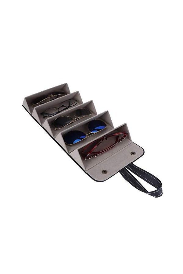 Organisateur Lunettes Soleil Voyage à 5 Emplacements, Organisateur Lunettes Vue Pliable Boîte Lunettes Soleil Sac Rangement p