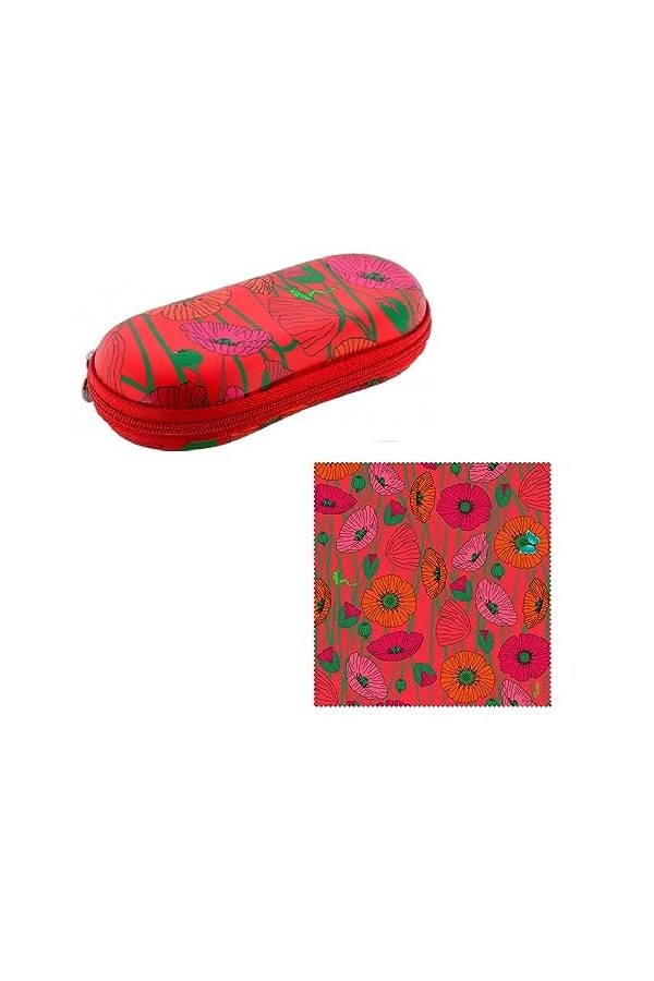 Pylones - Boîte à Lunettes et son Tissus Microfibre Assorti - Coquelicots