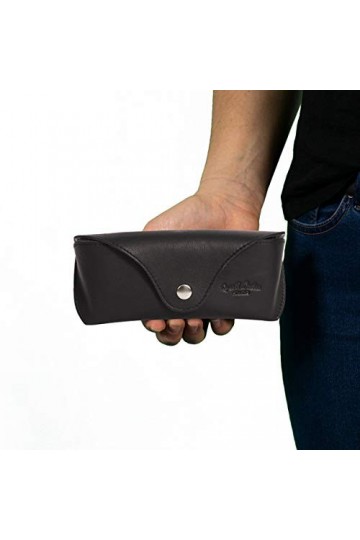 Gusti Cornelius Étui à lunettes en cuir Noir