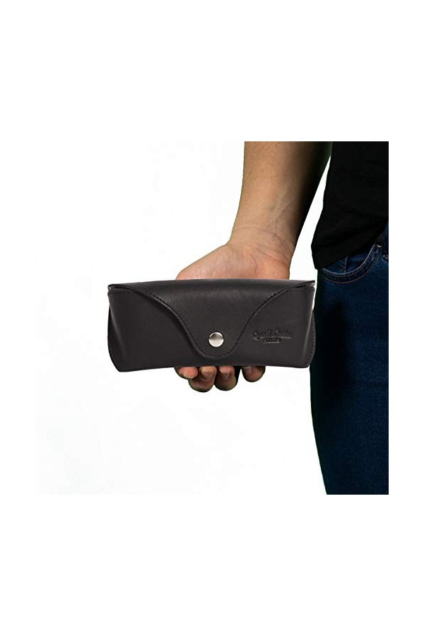 Gusti Cornelius Étui à lunettes en cuir Noir