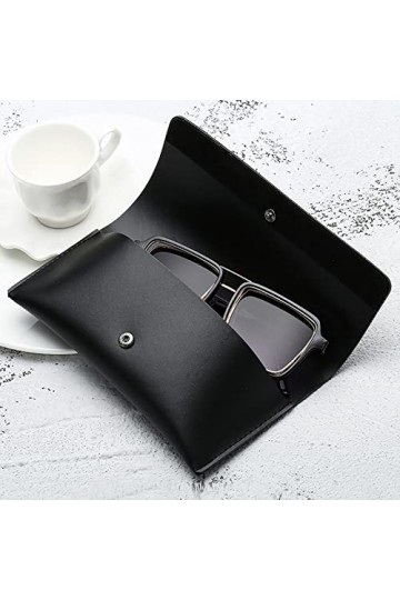 RISEDS Étuis À Lunettes Boîte à Lunettes en Cuir créative Boîte à Lunettes de Soleil Noire rectangulaire Simple et Facile à T