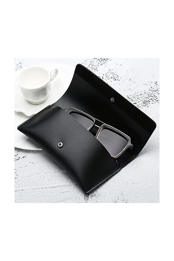 RISEDS Étuis À Lunettes Boîte à Lunettes en Cuir créative Boîte à Lunettes de Soleil Noire rectangulaire Simple et Facile à T