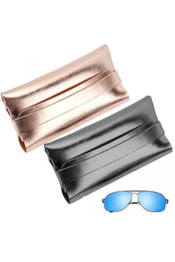 REYOK 2pcs Étui à Lunettes de Soleil Sac Lunettes PU Cuir Unisexe Sac Lunettes Gadgets Pochette de Rangement pour Lunettes, C