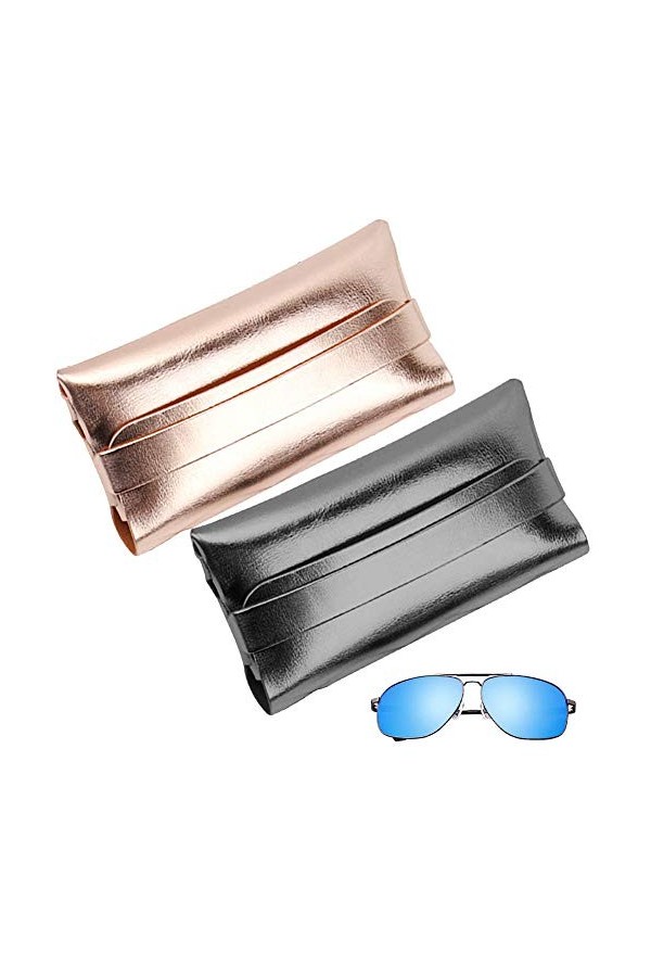 REYOK 2pcs Étui à Lunettes de Soleil Sac Lunettes PU Cuir Unisexe Sac Lunettes Gadgets Pochette de Rangement pour Lunettes, C