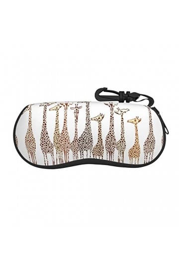 XIACHUANGSM Étui à lunettes en néoprène doux et portable avec boucle de randonnée Motif girafes sauvages, Noir , taille uniqu